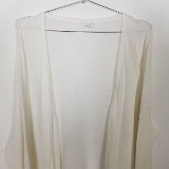 J.Jill Women Plus Linen Blend Cardigan Sweater Sz 3X White Open Front Beach - Picture 2 of 8